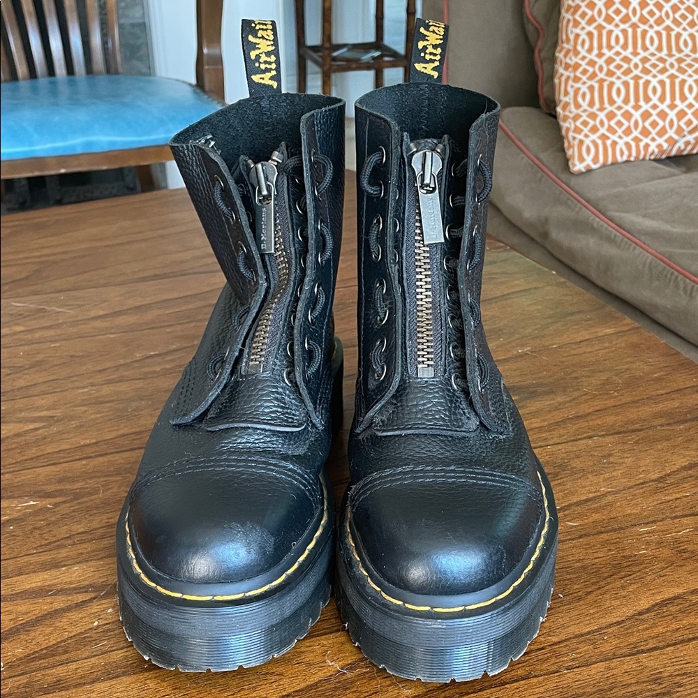 Dr. Martens Black Leather Zipper Boots